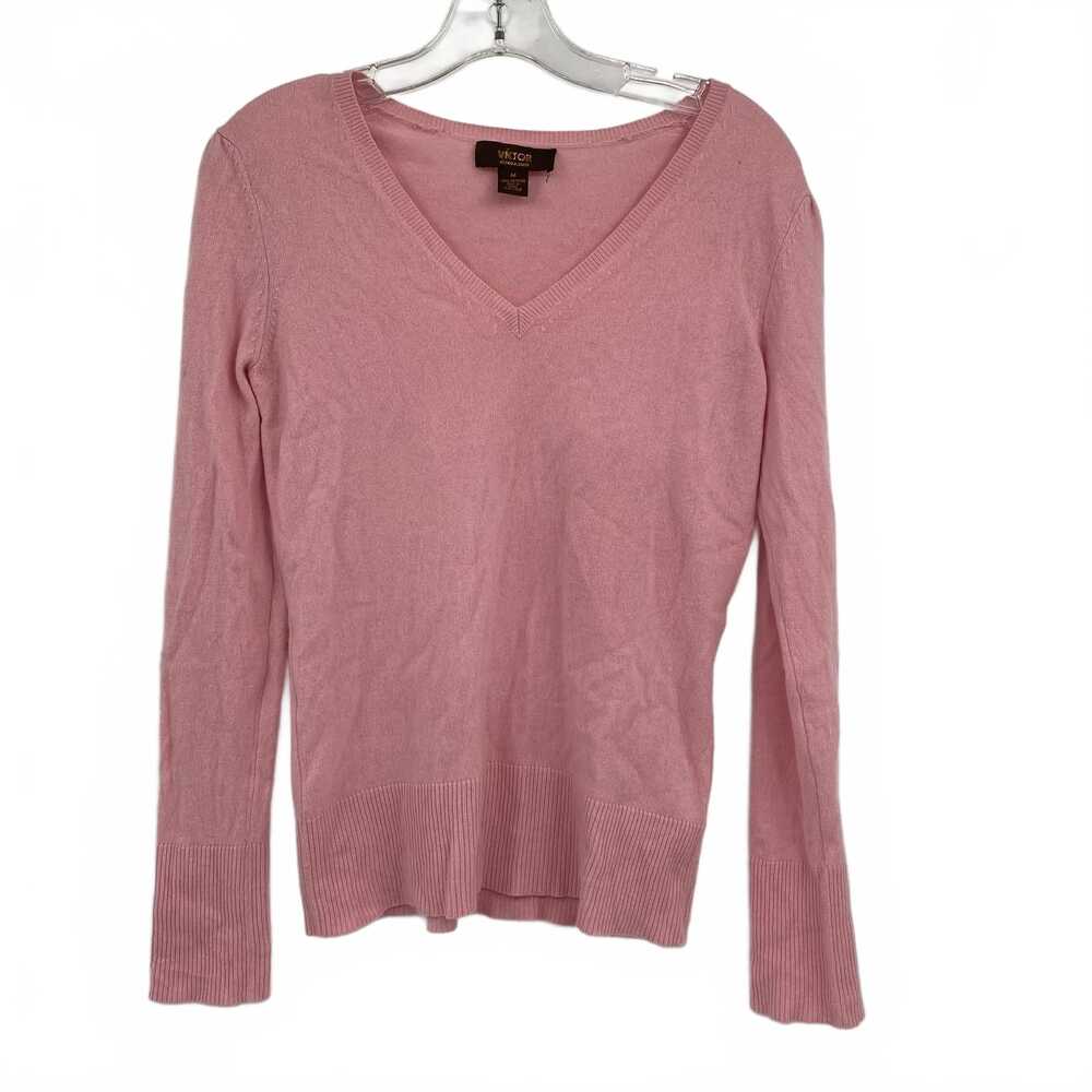 Victor Alfaro Pink Cashmere V-Neck Pullover Sweater | Size M